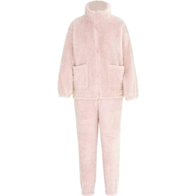 Miso Dames Sherpa Fleece Loungewear Set (Roze)