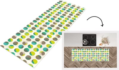 Keukenloper - Loper keuken - Cirkel - Groen - Patroon - 150x50 cm - Keukenloper vinyl