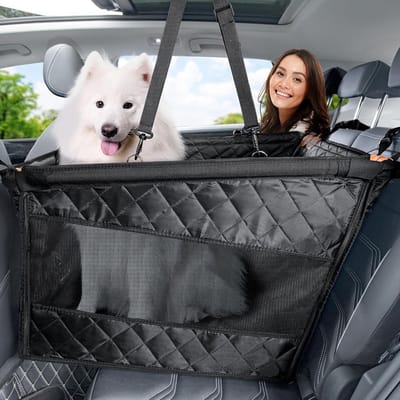 Hondenautostoel voor Middelgrote en Grote Honden - Waterdicht, Antislip en Krasbestendig met 4 Bevestigingsriemen voor Veiligheid en Comfort