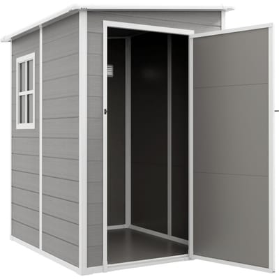 4goodz Aluminium Aanbouw Tuinschuur - 122x149x192/177 cm - Grijs/Wit