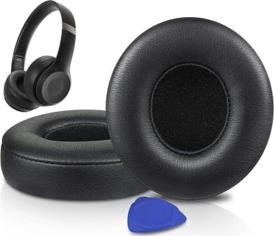 Dailygoods - SOULWIT Oorkussens Vervangingen voor Beats Solo 4 Draadloze On-Ear Hoofdtelefoons, Solo4 Earpads Cushions met Zacht Eiwitleer, Hoog-Dichtheid Geluidsisolatie Schuim, Toegevoegde Dikte