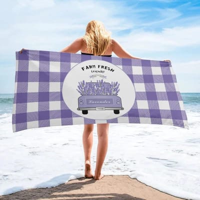 Serviette de Plage Aquarelle Violet Lavande Microfibre Séchage Rapide Articles de Salle de Bain Accessoires Camping Pique-nique Serviettes Pour Femmes Cadeaux 50x100cm(20x40in)