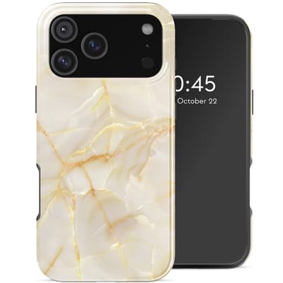 Selencia Hoesje - Geschikt voor Apple iPhone 17 Pro Max - Backcover geschikt voor MagSafe - Golden Beige Marble