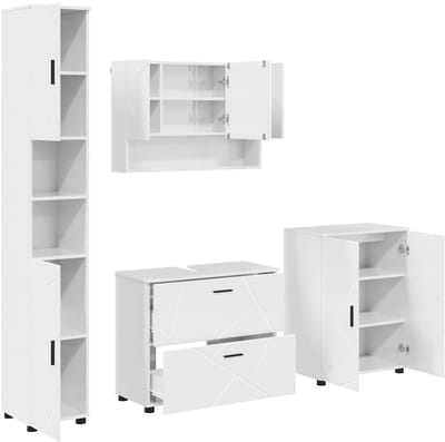 vidaXL Badkamermeubelset 4 st Hoogglans wit 35 x 30 x 192 cm