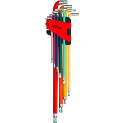 KS Tools TX Haakse schroevendraaierset T 10, T 15, T 20, T 25, T 27, T 30, T 40, T 45, T 50 9-delig