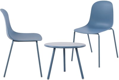 CLP Mindin tuinset - voor de tuin - loungeset - Set van tafel Minot en 2 x stoel Hardin - UV-bestendig - Tuinmeubelen - blauw