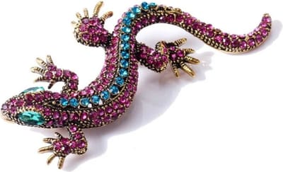 Zelto-Gekko-Salamander-Broche-Dier-Groen-Roze-Blauw-Groen-Fucksia Roze-