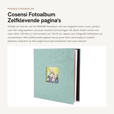 Dailygoods- Fotoalbum 140 Foto's - Zelfklevende Pagina's - Linnen Cover - Retro Stijl - 10x15 cm - 28x27 cm - Duurzaam en Herbruikbaar - Fotoboek