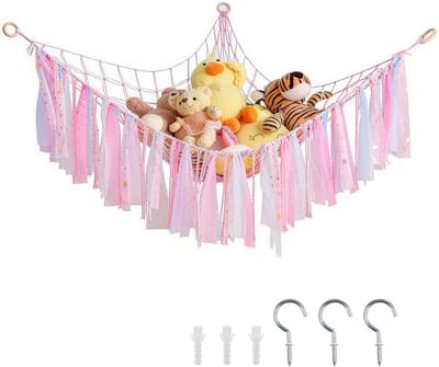Bohemian Lace Rose Braid Hangmat Speelgoedhouder voor Poppen - Ruimtebesparende Opbergoplossing voor Kinderkamer