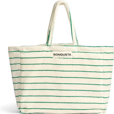 Bongusta - Naram Collectie - Weekendbag - Weekendtas - Strandtas - Pure white & Grass (wit & groen)