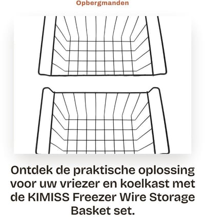Dailygoods- Vrieskistmand - 2 Stuks - Roestvrij Staal - PE Coating - Geschikt voor Vriezer/Shelf - Afmetingen L 41,5 cm x B 24,5 cm x H 20 cm - Opbergmand