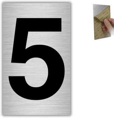 Huisnummer - 4 x 6,5 cm - Aluminium - Genummerde poortplaat - Cijfer brievenbus - Deurcijfer - Adresplaat - Adresbord - Gebouwnummerbord