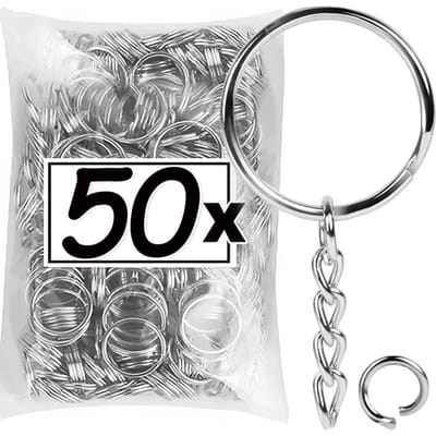 50/500 pièces Porte-clés en métal vierge Anneaux brisés Porte-clés Anneaux Porte-clés Fermoir mousqueton Porte-clés Pendentif clé Anneaux en acier inoxydable gray