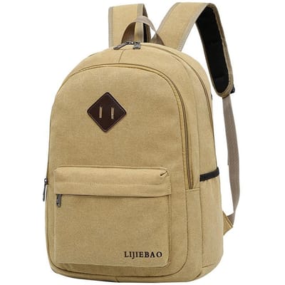 Canvas Rugzak, Schooltas voor Middelbare Scholieren, Casual Reisrugzak met Grote Capaciteit kaki