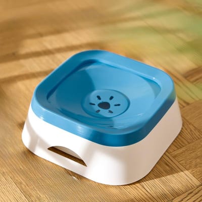 Bol d'eau flottant pour animal de compagnie anti-éclaboussures et anti-renversement Bol pour animal de compagnie bouche non mouillée Anti-menton noir Chat Bol à boire Fournitures 22*18.5*8cm blue