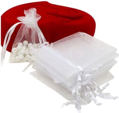 Jumada's - Organza Cadeauzakjes Uitdeelzakjes - Traktatie zakjes - 7x9CM - Zakjes - Geschenkzakje - Juwelenzakje - Giftbags Wit Doorzichtig -