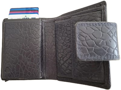 Oi donker blauwe "Kroko-look" leren billfold met Cardprotector afsluitbaar / normale portemonnee met Figuretta pasjeshouder en lip om af te sluiten / leren beurs met metalen anti skim pasjeshouder / blauw leer / 671Blue Bubbels
