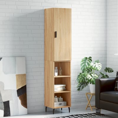 vidaXL - Hoge - kast - 34,5x34x180 - cm - bewerkt - hout - sonoma - eikenkleurig
