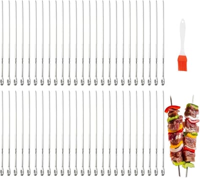 Roestvrijstalen Grillspiezen van 35 cm - 50 Herbruikbare Flat Spiesen voor Kebab en BBQ