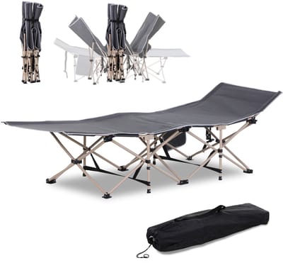 Killogood Veldbed - campingbed - opvouwbaar - weerbestendig - incl. draagtas - 190 x 68 x 52 cm - grijs