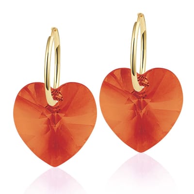 Montebello Oorbellen Delfin HG107 - Swarovski Hart - 925 Zilver Verguld - Ø18mm - 28mm