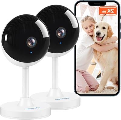Beveiligingscamera Binnen - Babyfoon Camera Huisdiercamera - Huisbewaking - Ultra HD 2K Resolutie - 13 cm - Wit