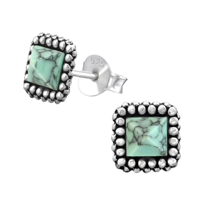 WeLoveSilver - zilveren oorstekers - blue turquoise steen - hypoallergeen