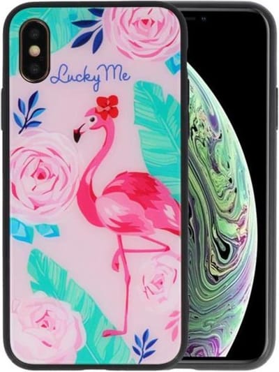 Print Hardcase - Hoesje Geschikt voor iPhone XS Lucky Me Flamingo