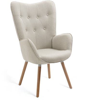 MEUBLES COSY Fauteuil-Relaxstoel -Met kussen -Beige-Roomwit-Microfiber Stof-Woonkamerstoelen