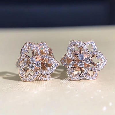 POMOiii Mode Luxe Bloem Oorbellen Vrouwen Ingelegd Kristal Zirkoon Voor Party Stijlvolle Accessoires Dagelijkse Slijtage Sieraden Nieuw