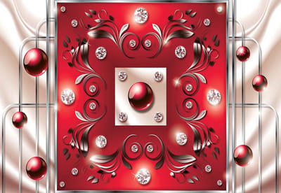Fotobehang Red Diamond Abstract Modern | XL - 208cm x 146cm | 130g/m2 Vlies