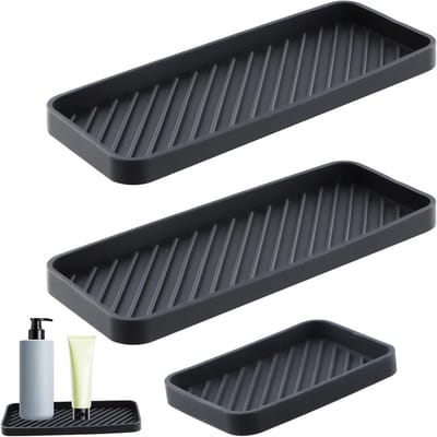Praktische Silicone Organiser voor de Gootsteen - Antislip Houder voor Sponsen, Borstels en Zeep - Set van 3, Ideaal voor Keuken en Badkamer, 23cm x 9cm en 13.5cm x 9cm