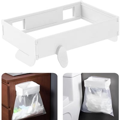 Hanging Waste Bag Holder met Deksel, Praktische Afvalzakhouder voor Keuken, Kast en Reizen, Grijs