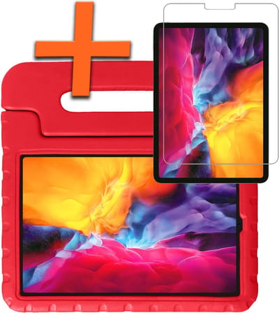 Hoesje - Geschikt voor Apple iPad Pro (2024/2025) - 13 inch - Met Screenprotector - Kinderhoes Shockproof Bumper - Kidsproof Case - Tablet Hoes - Kinder Hoes Cover - Rood