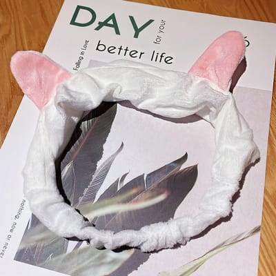 Make-up Hoofdband Schattige Look Huidvriendelijk Zacht Elastisch Band Gezichtsreiniger Hoofdband Lichtgewicht Huidverzorging Hoofdbanden Cat ears wit