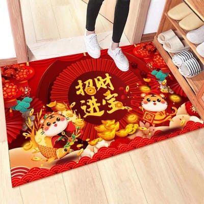 Jaar van de Tijger Mat Slaapkamerdeur Toilet Antislipmat Cartoon Tijger Toilet Absorberende Mat 80x120cm