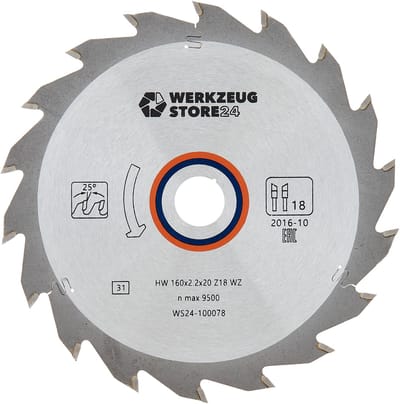 WS24 HM Zaagblad Hout 160 x 2,2 x 20 WZ 18 - WS24-100078