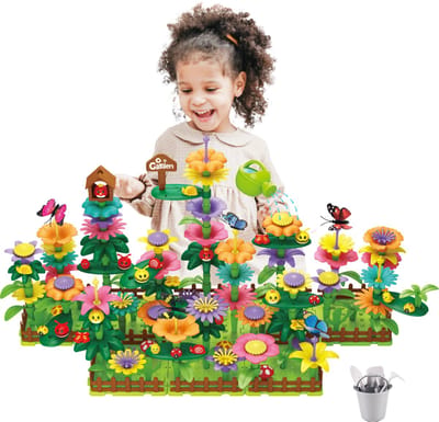Bloemen bouwpakket met insecten 282 stukken- Bloemenen speelgoed Meisjes 3,4,5 Jaar - Cadeau Meisje 6 jaar 7 jaar - Montessori Kinderspeelgoed