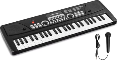 Speelgoed piano kinderen - MAX KD49 kinder piano met 49 toetsen - Ingebouwde ritmes en microfoon - Zwart