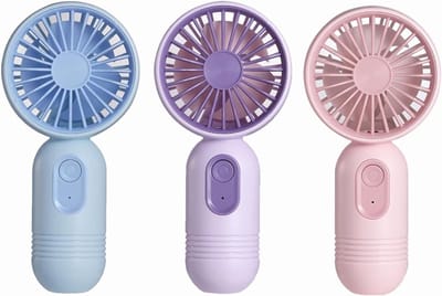 OLOEY Set van 3 mini-draagbare ventilatoren- schattige-lichtgewicht- draagbare ventilator op batterijen met 3 snelheden en via USB oplaadbare wimperventilatoren voor stijlvolle meisjes-kinderen-vrouwen en mannen