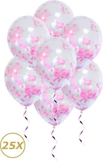Roze Helium Ballonnen Confetti Gender Reveal Geboorte Feest Versiering Ballon Roze Papier Decoratie - 25 Stuks