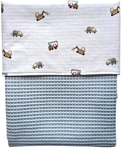 Wiegdeken wafelstof lichtblauw - katoen gravers - 70 x 100 cm - babydeken - wagendeken - Handgemaakt - Handmade