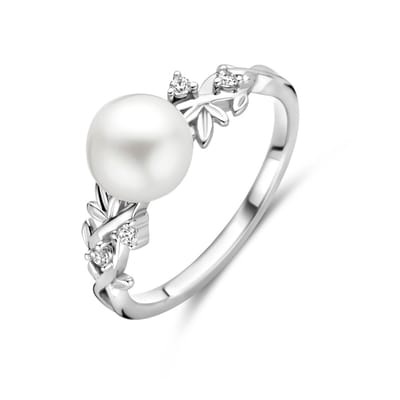 Gerhodineerd Zilver Ring Parel En Met Zirkonia 1339776