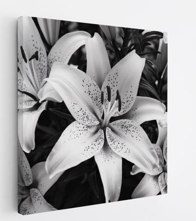 Saammp Canvas Schilderij - Bloemen - Witte Lelies - Natuur - Abstract - 20x20 - Foto op canvas - Wanddecoratie - Muurdecoratie Woonkamer - Kantoor Decoratie