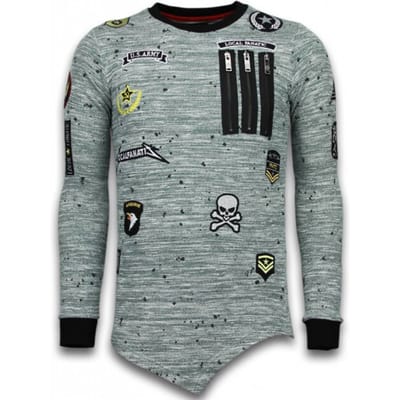 Longfit Asymmetric Embroidery - Sweater Patches - US Army - Groen
