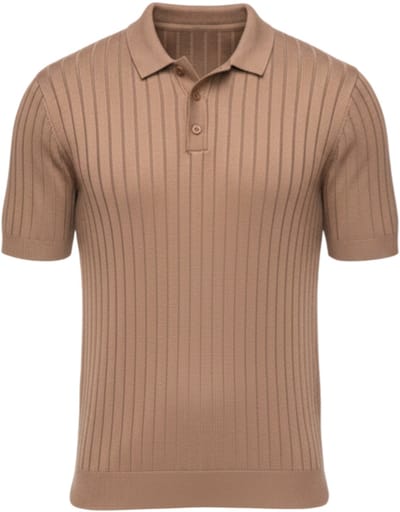 OMBRE Polo - Slim Fit - Viscose - Korte Mouw Koffie XXL