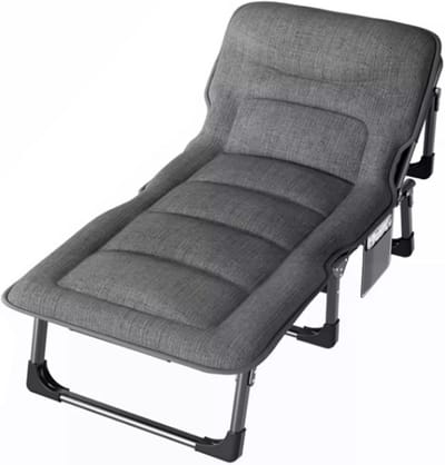 Opvouwbaar Campingbed - Draagbaar Bed - Ontspannen Buiten - Verstelbaar met 4 standen - 190x70cm - Donkergrijs