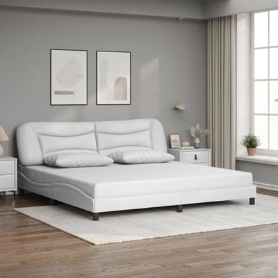 vidaXL - Bedframe - zonder - matras - "Hvar" - kunstleer - wit - 200x200 - cm