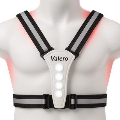 Valero® Hardloopvest met Verlichting – Hardloopverlichting – Fiets/Hardloop/Wandel Sportverlichting – Wit LED voor / Rood licht achter – One Size - Zwart/wit