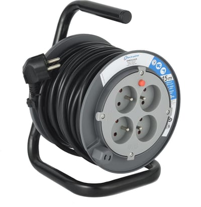 Kabelhaspel met 4 stopcontacten en 15 m kabel voor DIY - 1100 W, 16 A, 230 V